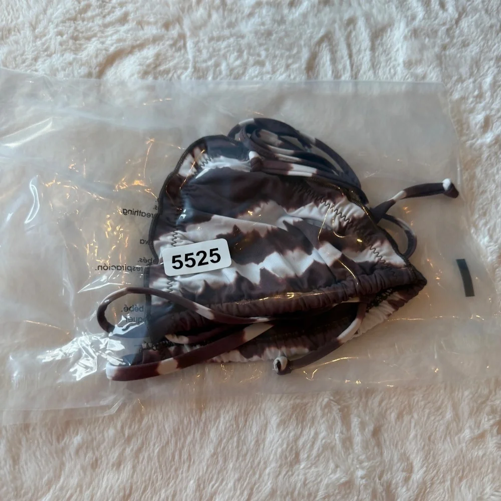 New! Frankies Bikinis Tidal Triangle Tie Dye Bikini Top Brown 45525